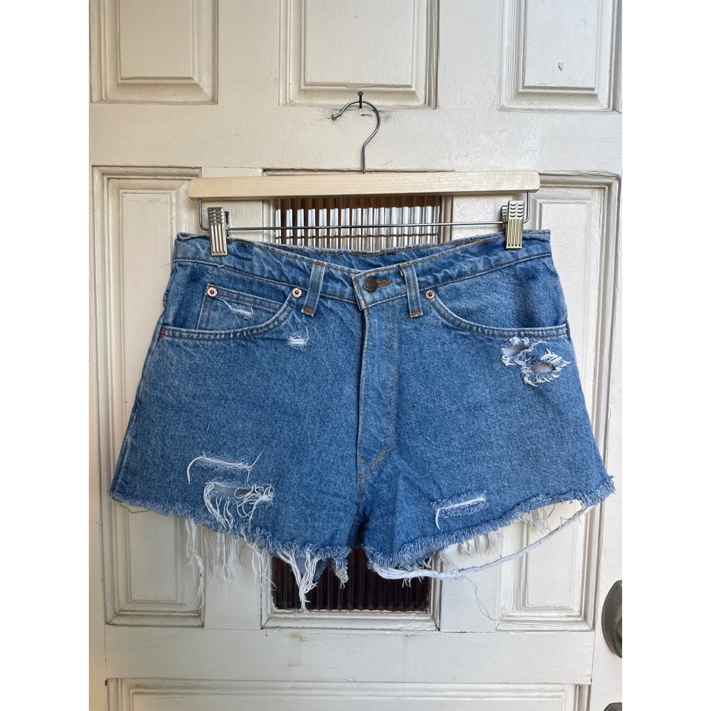 Vintage Levis 509 Orange Tab Distressed Denim Shorts Medium Wash Made in USA